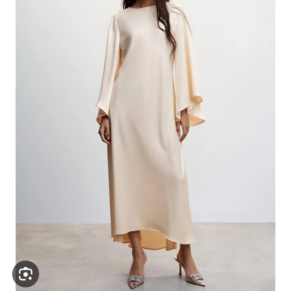 Mango Cream Maxi Dress with Flowing Sleeves